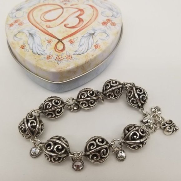 Brighton Jewelry - Brighton Swarovski Bali Bead Ball Silver Bracelet